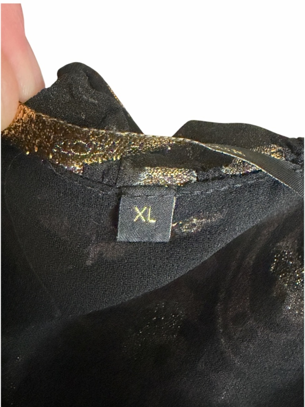 Kobi Halperin Metallic Gold Paisley Black with Brown Tones Ornate Blouse XL - Picture 9 of 12
